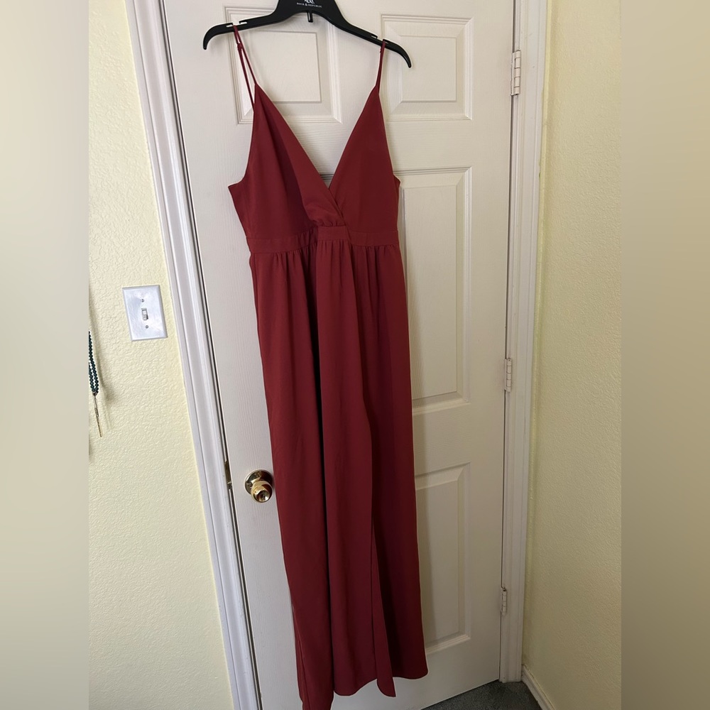 Maroon Park & Fifth Long Slit Formal Dress
